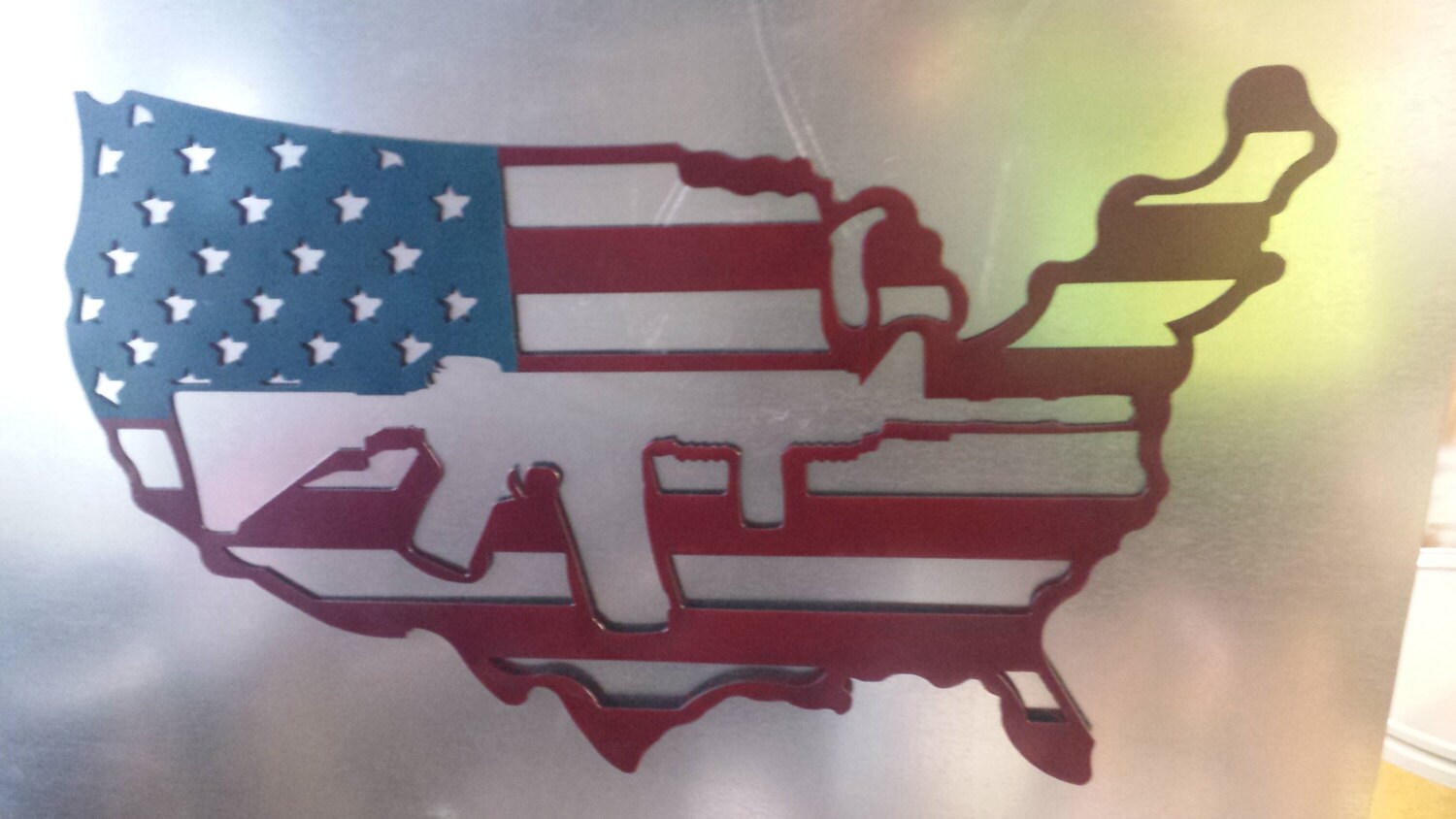 CNC Plasma Cut American Flag With Gun by ClemCustomCreations
