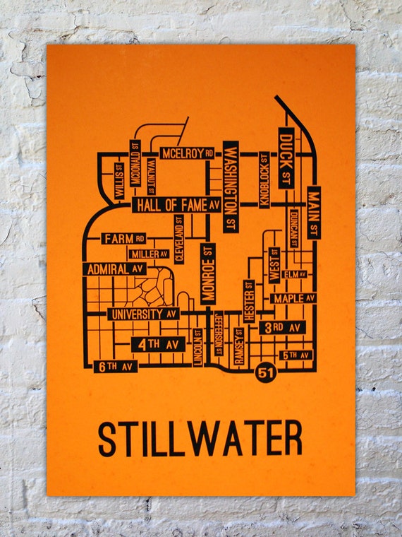 Stillwater, Oklahoma Street Map Poster