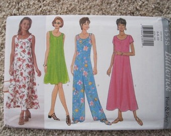 UNCUT Misses Dress and Jumpsuit - Size 6 to 10 - Butterick Pattern 4558