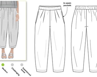 PRINTSHOP PATTERN (not tiled) - Ethel Designer Pant - Sizes 10, 12, 14 - Women's designer pant PDF Sewing Pattern by Style Arc