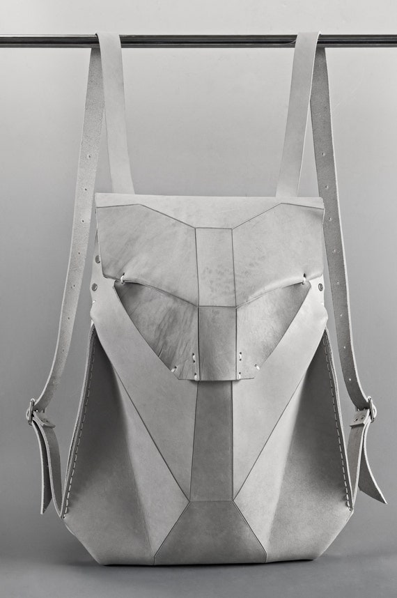 White Leather Backpack GEOS SCAPULA