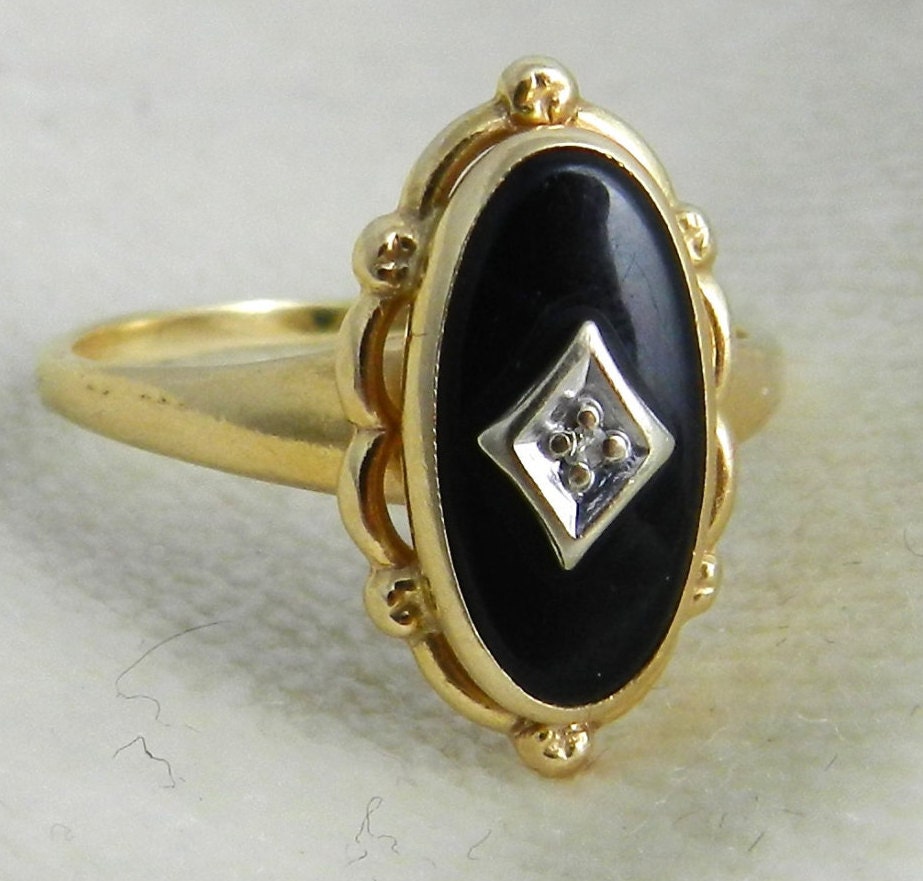 black onyx white gold ring