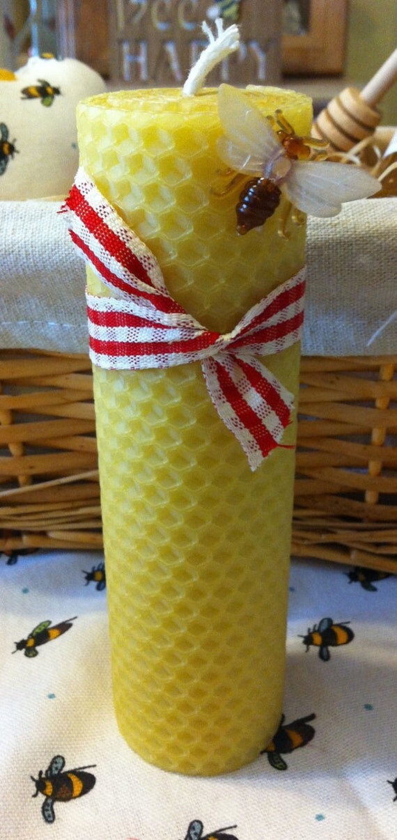 Beeswax Candle Handmade Rolled by DurhamHoney on Etsy