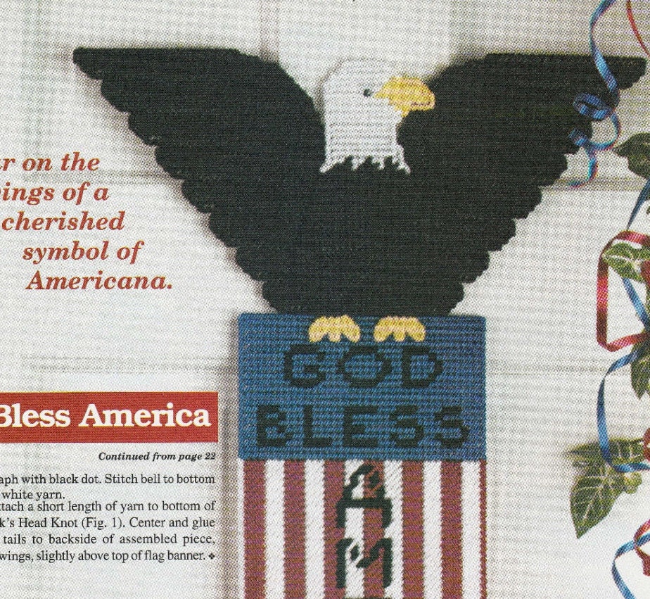 American Eagle Banner in Plastic Canvas plus free pattern