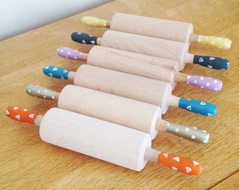 Hand Painted Wooden Rolling Pin. Polka Dot or Triangles Patterning. Baking - Foodie Gift - Kids' Rolling Pins