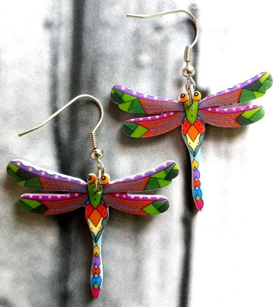 Little Girl Dangle Earrings Dragonfy Earrings Tiny Dangle