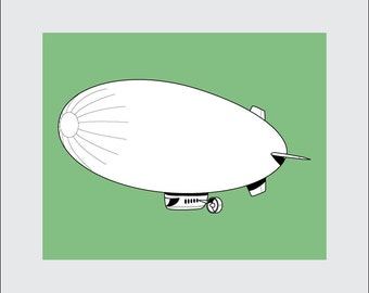 Blimp Art Print, 8x10 PRINTABLE, Airship, Zeppelin, Instant Download, Digital