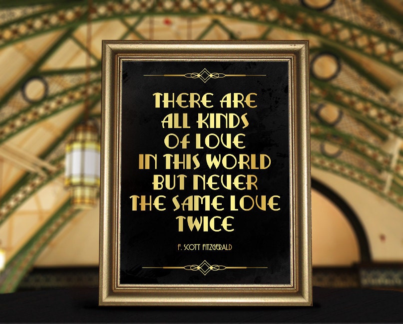 Gatsby party  decoration  F Scott Fitzgerald quote  poster 