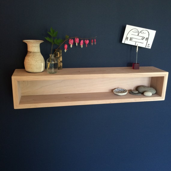 Floating Box Shelf in whitened Birch by KrovelMade on Etsy
