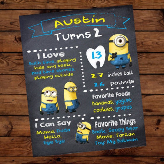 Items similar to SALE! Custom Minions Inspired DIGITAL Chalkboard