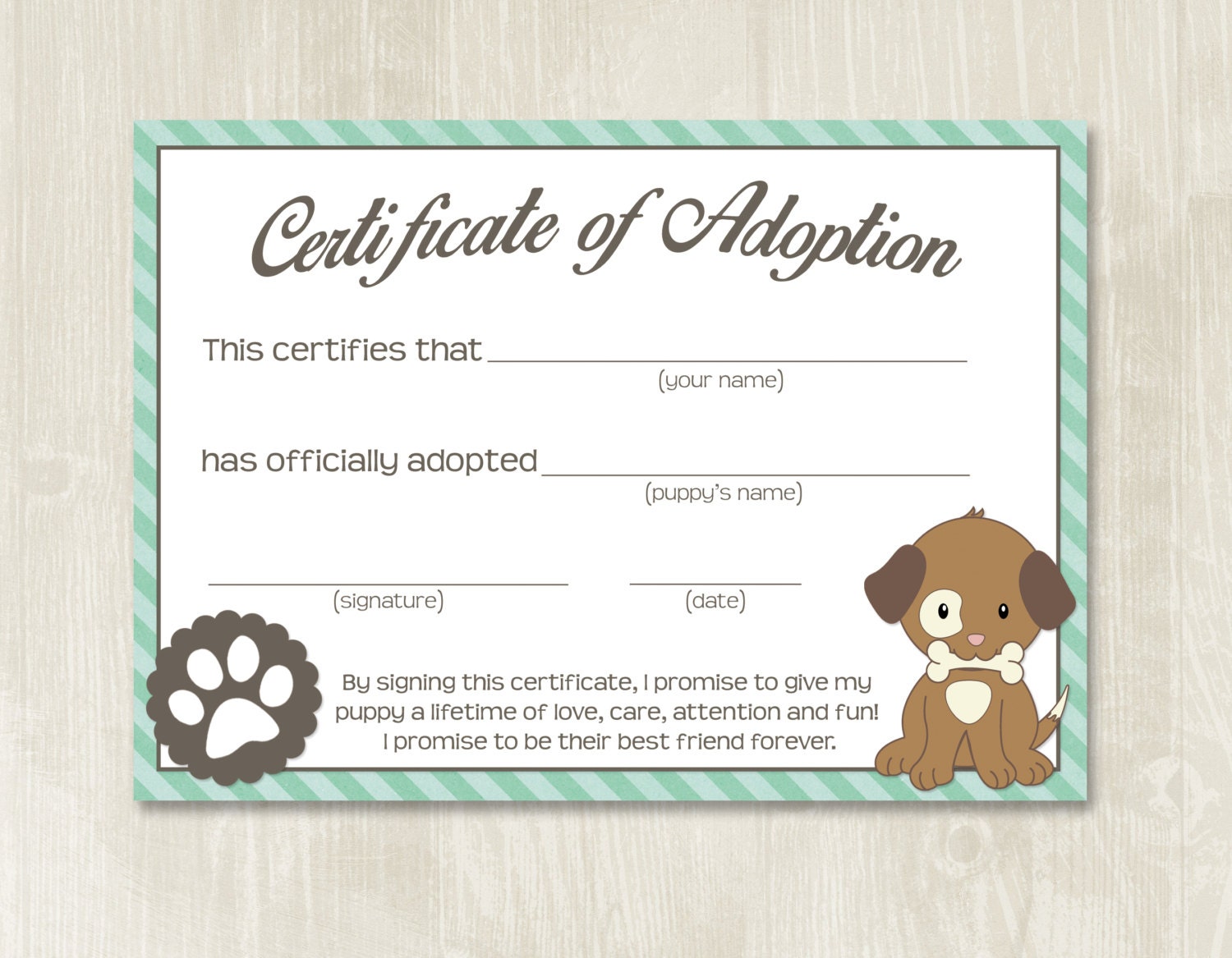 Puppy Party Adoption Certificates // Instant Download // Adopt