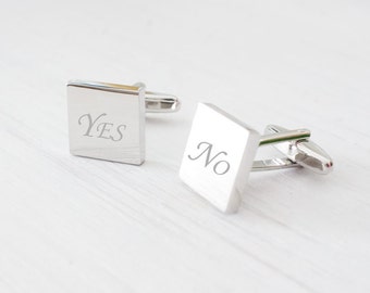 Silver Square Engraved Cufflinks for Men, Monogram initials custom unique cufflinks, Valentines, Mens, Groom Groomsmen Wedding Gifts