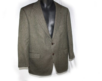 Vintage Brooks Brothers Mens Cotton Blazer Sport Coat Summer Jacket herringbone Tweed lightweight blazer size 42 Made in Italy