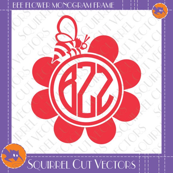 Download Bee and Flower Monogram Frame SVG DXF EPS Cutting files