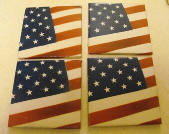 American Flag ceramic coasters, set of 4
