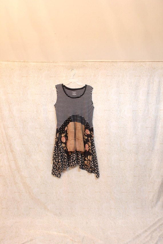 REVIVAL Women's Upcycled Boho Knit Shirt Romantic Artsy