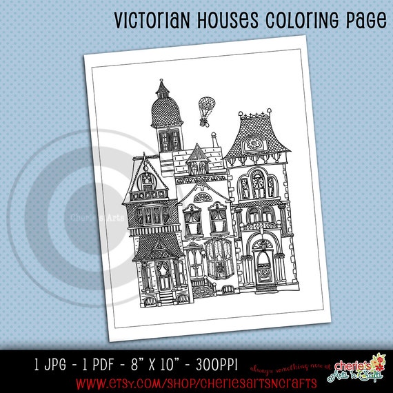 Download Victorian Houses Coloring Page JPG and PDF Coloring Pages