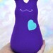 Handmade Slug, Stuffed Animal Plush Kids Baby Soft Doll Art Toy Gift, Hug Me Slug, Personalized Tag, Dark Purple, Teal Fleece, 7 inch