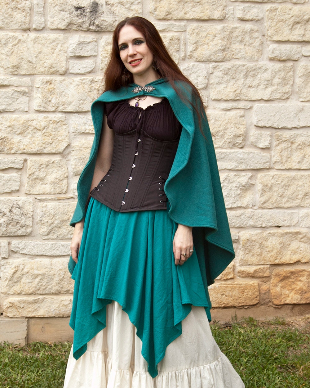 Rogue Cape Teal Renaissance Halloween Costume by CrystalKittyCat