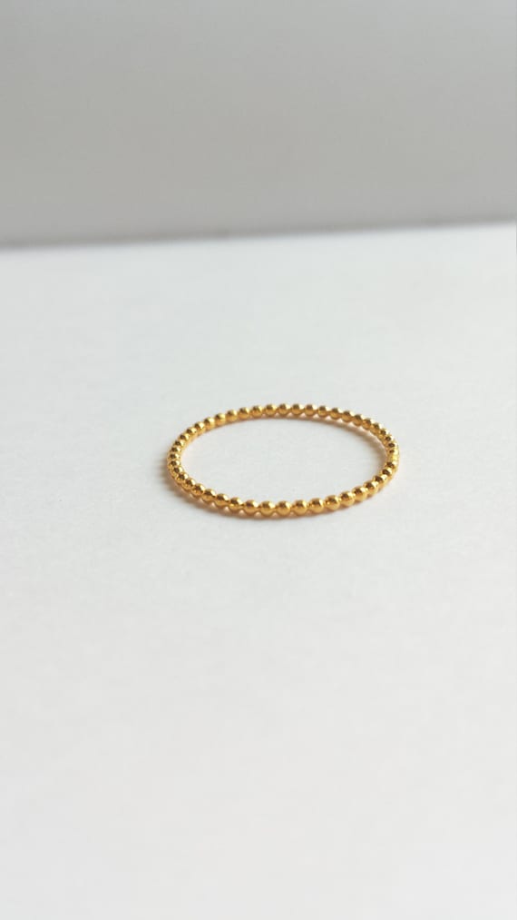 Custom Tiny Minimalist Stacking Dot Band in 14K Yellow Gold Rose Gold or White Gold