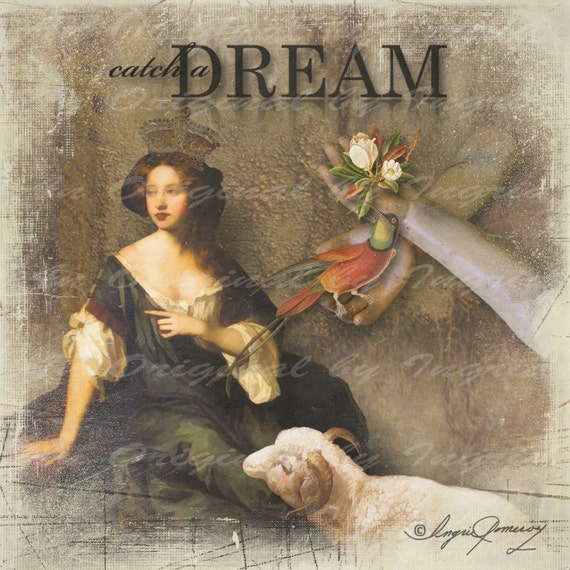 Catch a Dream Digital Collage Greeting Card (Suitable for Framing)