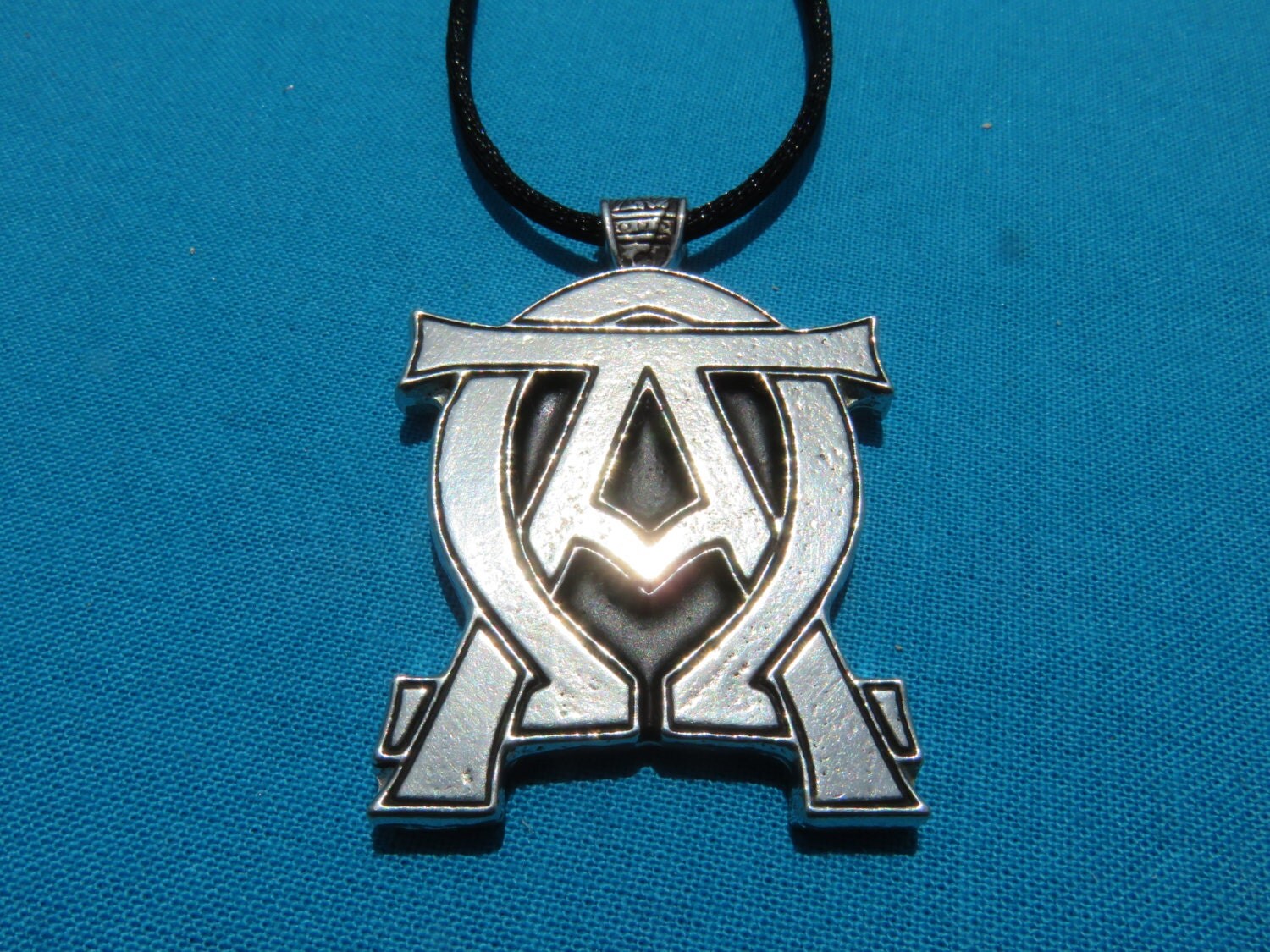 Alpha Omega Pendant Handmade in Silver Pewter Necklace STK183