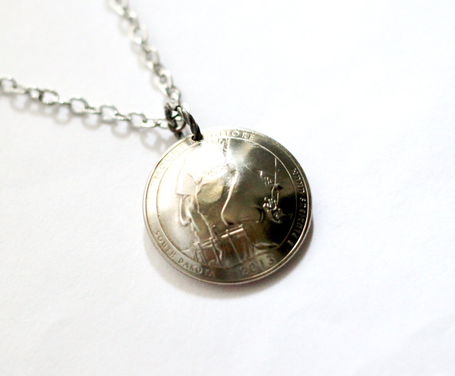 U.S. Quarter Coin Necklace Pendant Mount Rushmore South