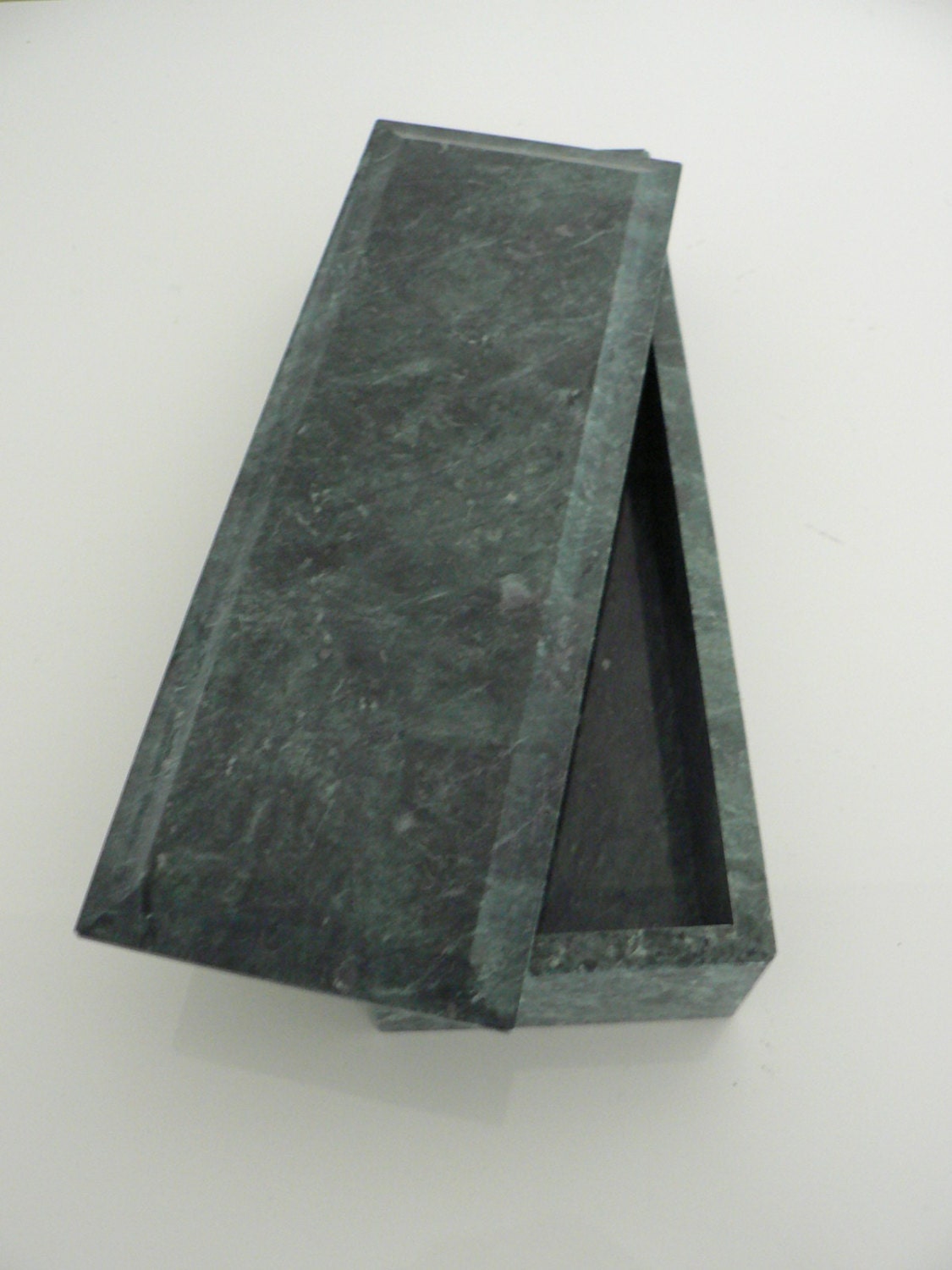 Vintage Green Marble Trinket jewelry Box / vintage home decor storage