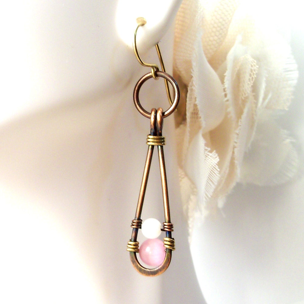 Wire Wrapped Handmade Jewelry Earrings Beaded Mixed Meta