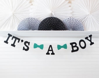 It's a Boy Banner - 5 Inch Letters with Bow Ties - Bowtie Baby Shower Garland Baby Boy Shower Decor It's A Boy Garland Boy Bow Tie Banner