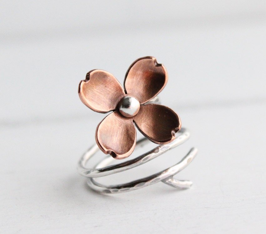 Dogwood Flower Adjustable Branch Ring Twig ring Copper and
