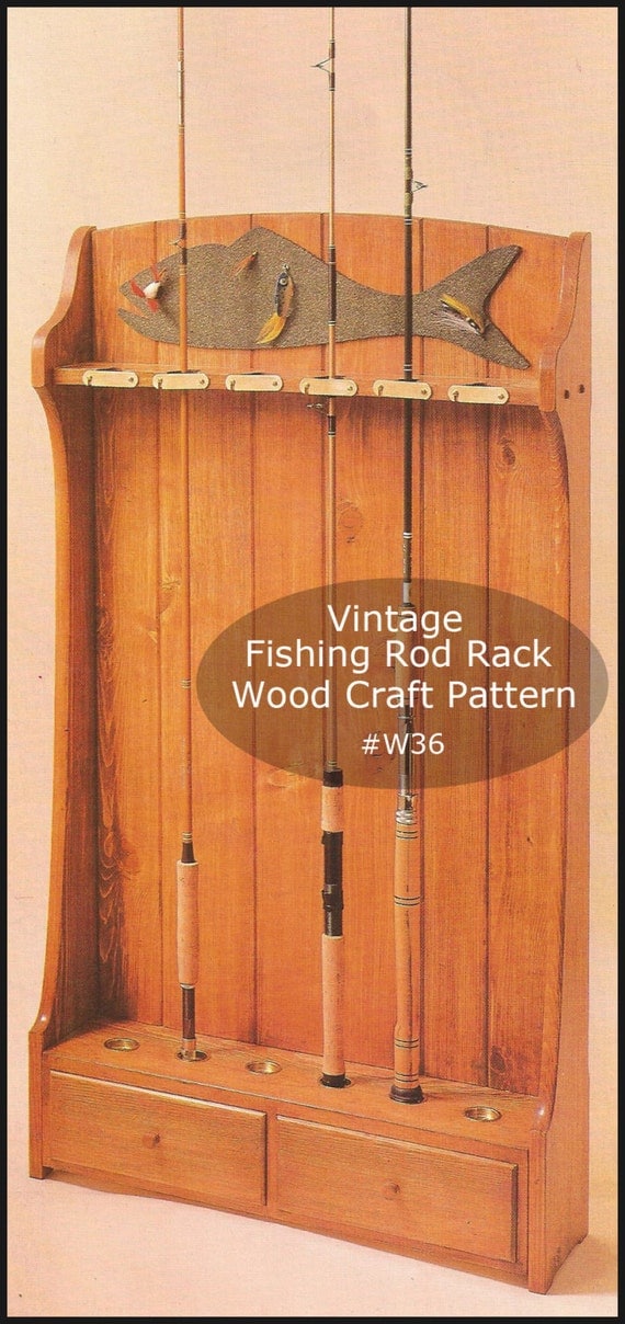 Fishing Rod Rack Fishing Wood Pattern Cottage Fishing Rod Rack