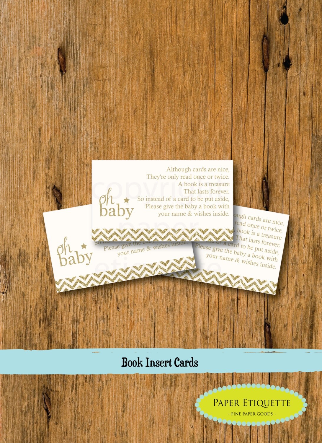 INSTANT UPLOAD Baby Shower Game Book Insert Gold Glitter