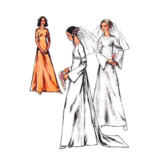 Vintage Wedding Dress Pattern Style 3123 Empire Dress Flared