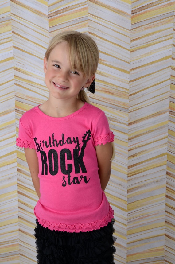 Items similar to Birthday Rock Star T-shirt, Girls Birthday Shirt ...