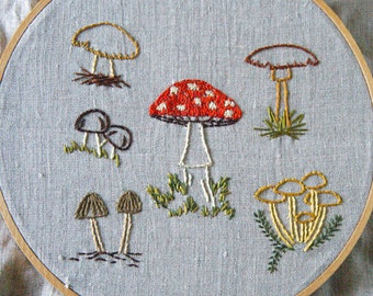 PDF Embroidery Pattern - Wild Mushrooms Botanical Embroidery Pattern Collection