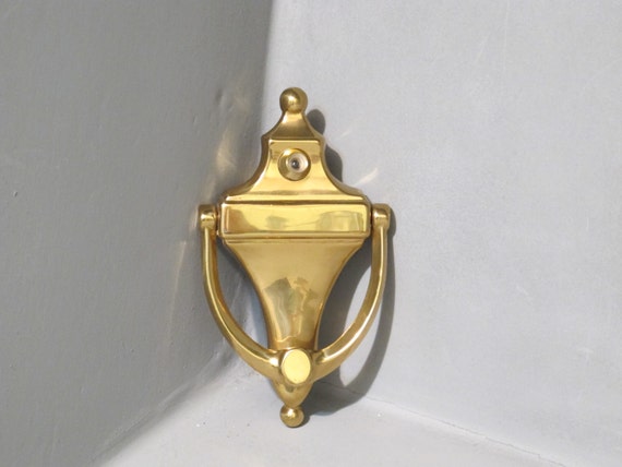 Vintage Solid Brass Door Knocker with Peephole / Colonial - Vintage Solid Brass Door Knocker with Peephole / Colonial Style Traditional  Home Decorative Front Door Knocker