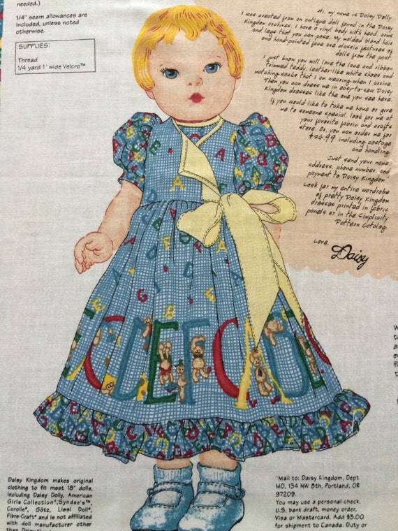 Daisy Kingdom Doll Dress Fabric Panel