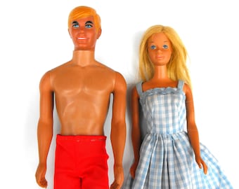 1960s Malibu Barbie & Ken Dolls Vintage Original 1966 1968 Mattel Beach Fashion Doll Date Couple Blonde California Girl Collectible Gift Set