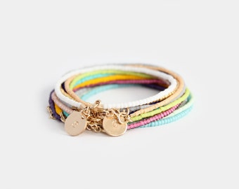 Beaded Bracelets Set w/ Initial Disc - Custom Set - Nanette