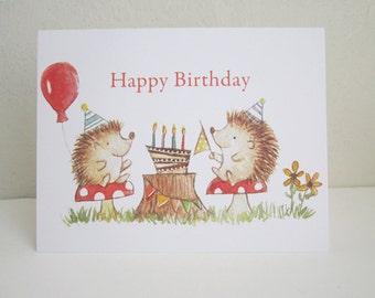 Hedgehog Party Birthday Card