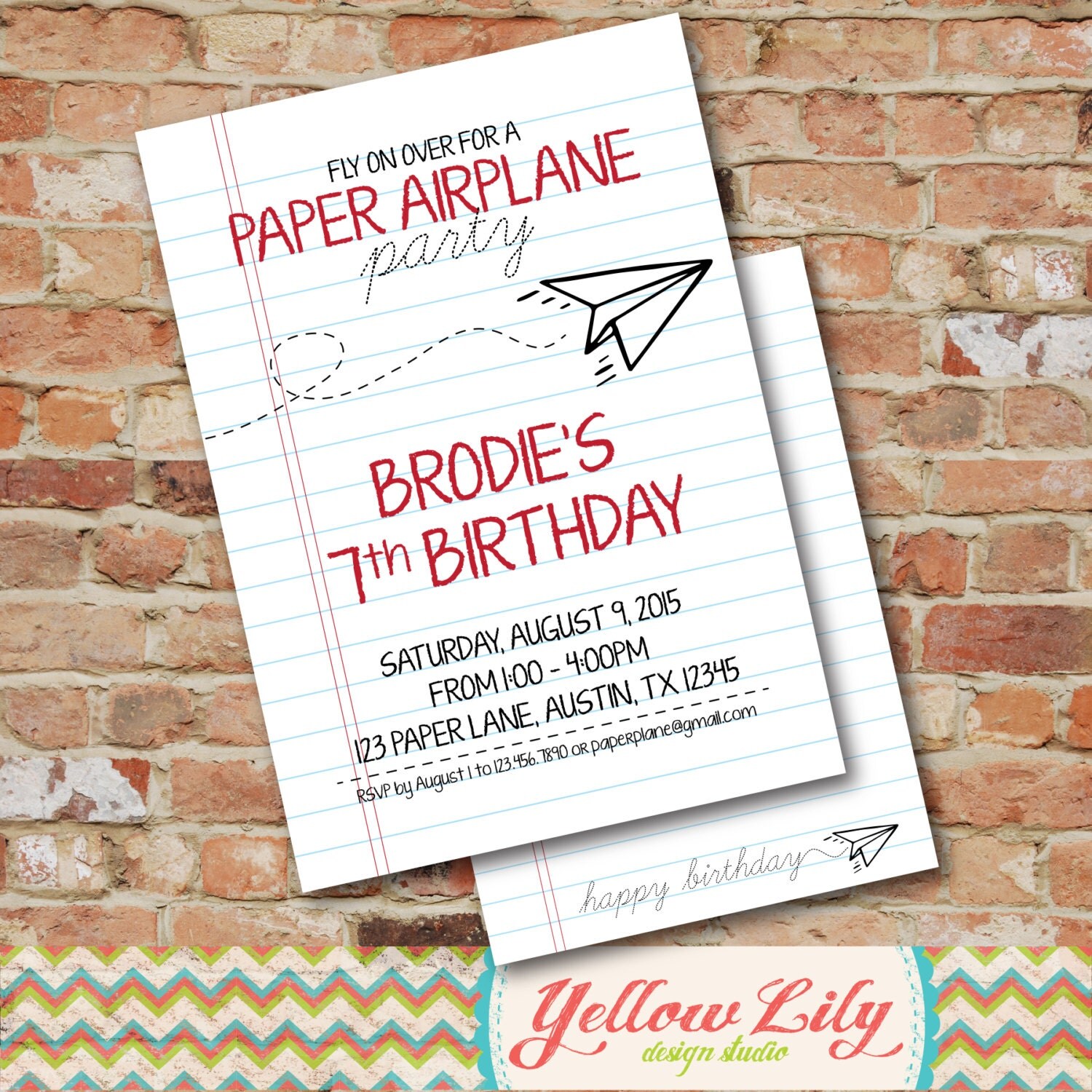Paper Airplane Party Invitation DIY Party Printable