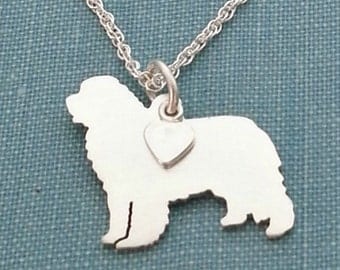Newfoundland Dog Necklace, Sterling Silver Personalize Pendant, Breed Silhouette Charm Rescue Shelter, Gift