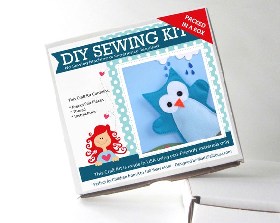 Owl Hand puppet, Felt Kids' Crafts, Felt Sewing Kit in a Box, 8+ years old craft, No need sewing machine, READY TO SHIP A825 Il_570xn