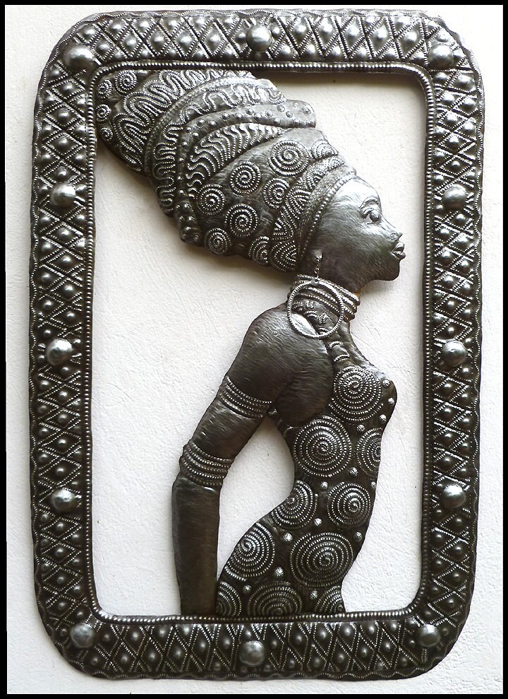 Metal Wall Hanging African Woman Ethnic Art Wall Art Metal