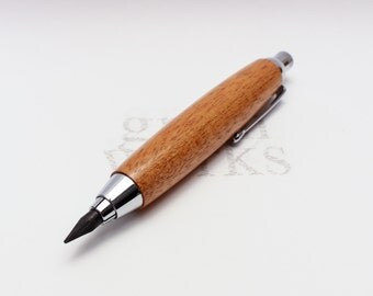 Handcrafted Artist / Workshop Sketch Pencil - African Mahogany with Chrome Accents (5.6mm Lead)