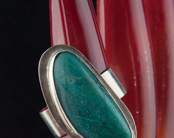 silver ring with Chrysocolla