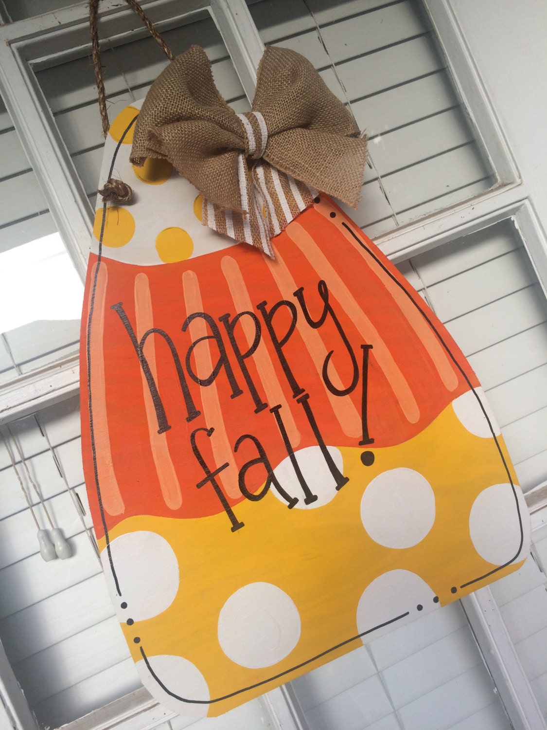 Fall Candy Corn Wooden Door Hanger by arhjohnston on Etsy