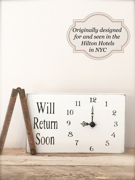 Business Sign Will Return Soon Clock Sign Store Hour Sign