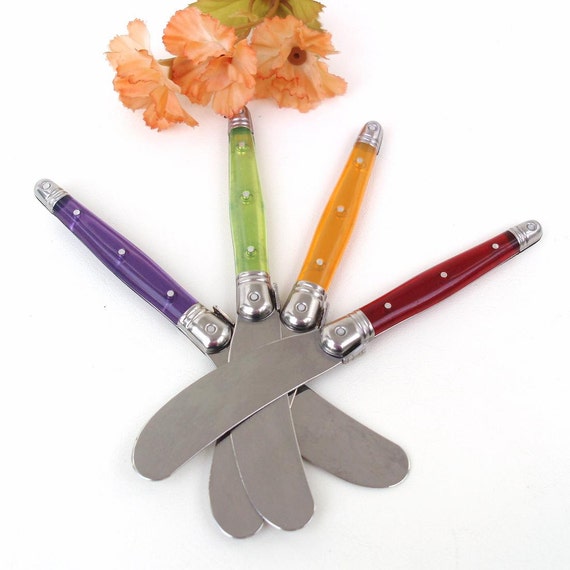 cheese laguiole of 4 knives  Orange  France Knives red Inox Butter Set  Laguiole Spreader Red Cheese